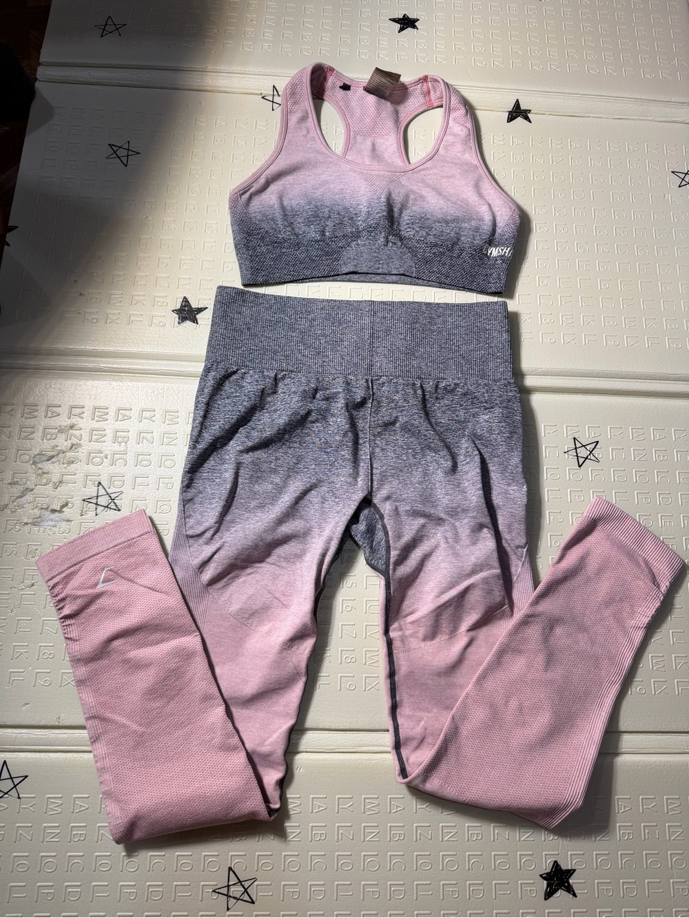 Gymshark Pink to Gray Ombre Sports Bra & Leggings Set